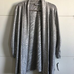 NEW WITH TAGS Women’s Cardigan, Silver Light Weight Fabric